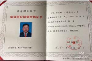 陈炳地荣获华中科技大学国学讲师证书